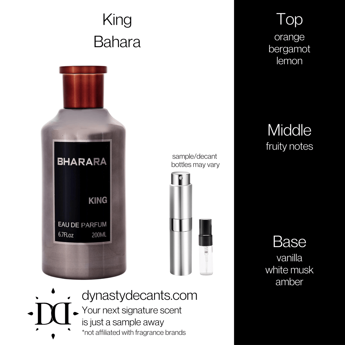 Fragrance sample bottle for King by Bharara