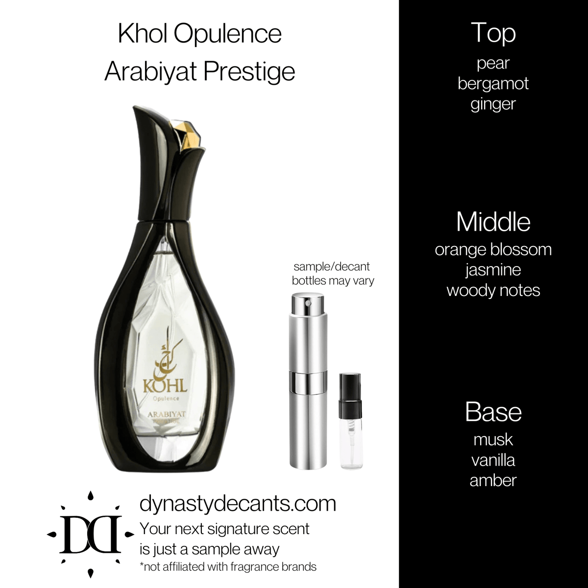Fragrance sample bottle for Kohl Opulence by Arabiyat Prestige