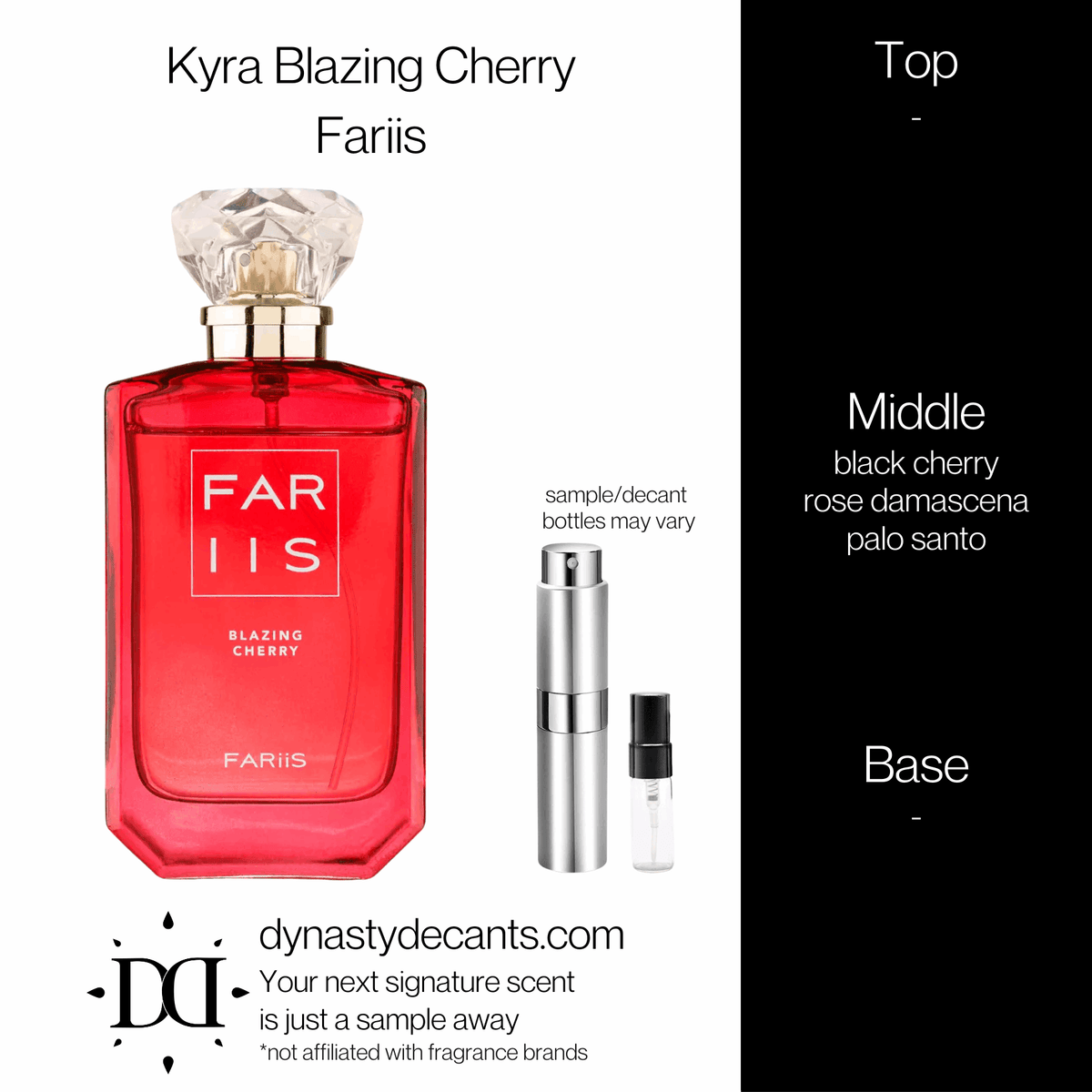 Fragrance sample bottle for Kyra Blazing Cherry by Fariis