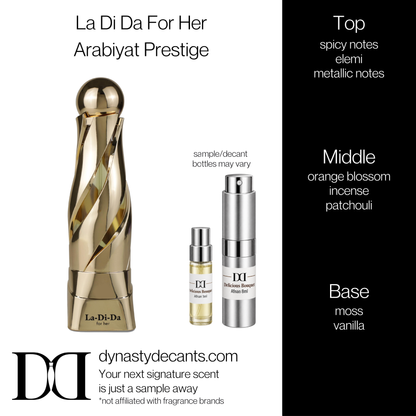 Fragrance sample bottle for La Di Da For Her by Arabiyat Prestige