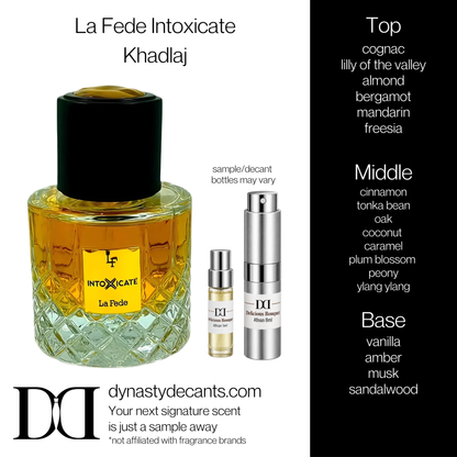 Fragrance sample bottle for La Fede Intoxicate by Khadlaj