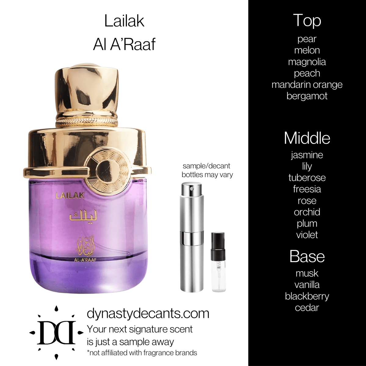 Fragrance sample bottle for Lailak by Al A' Raaf