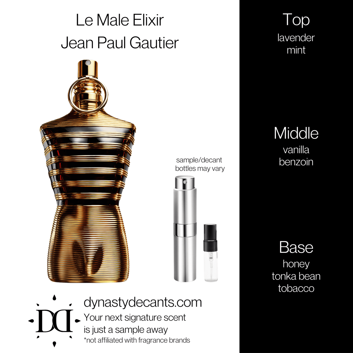 Fragrance sample bottle for Le Male Elixir by Jean Paul Gaultier