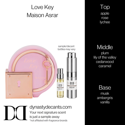 Fragrance sample bottle for Love Key by Maison Asrar