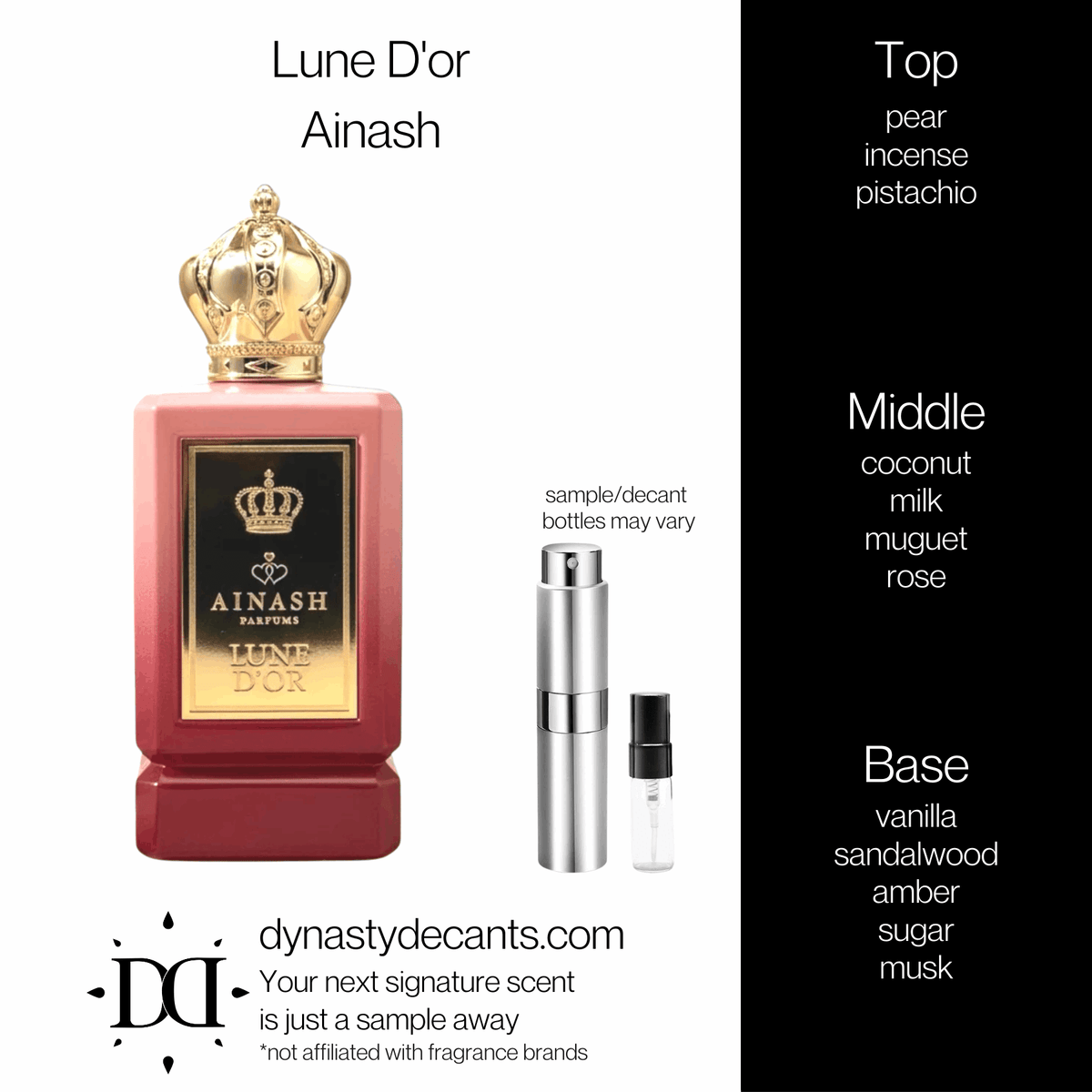 Fragrance sample bottle for Lune D'or by Ainash