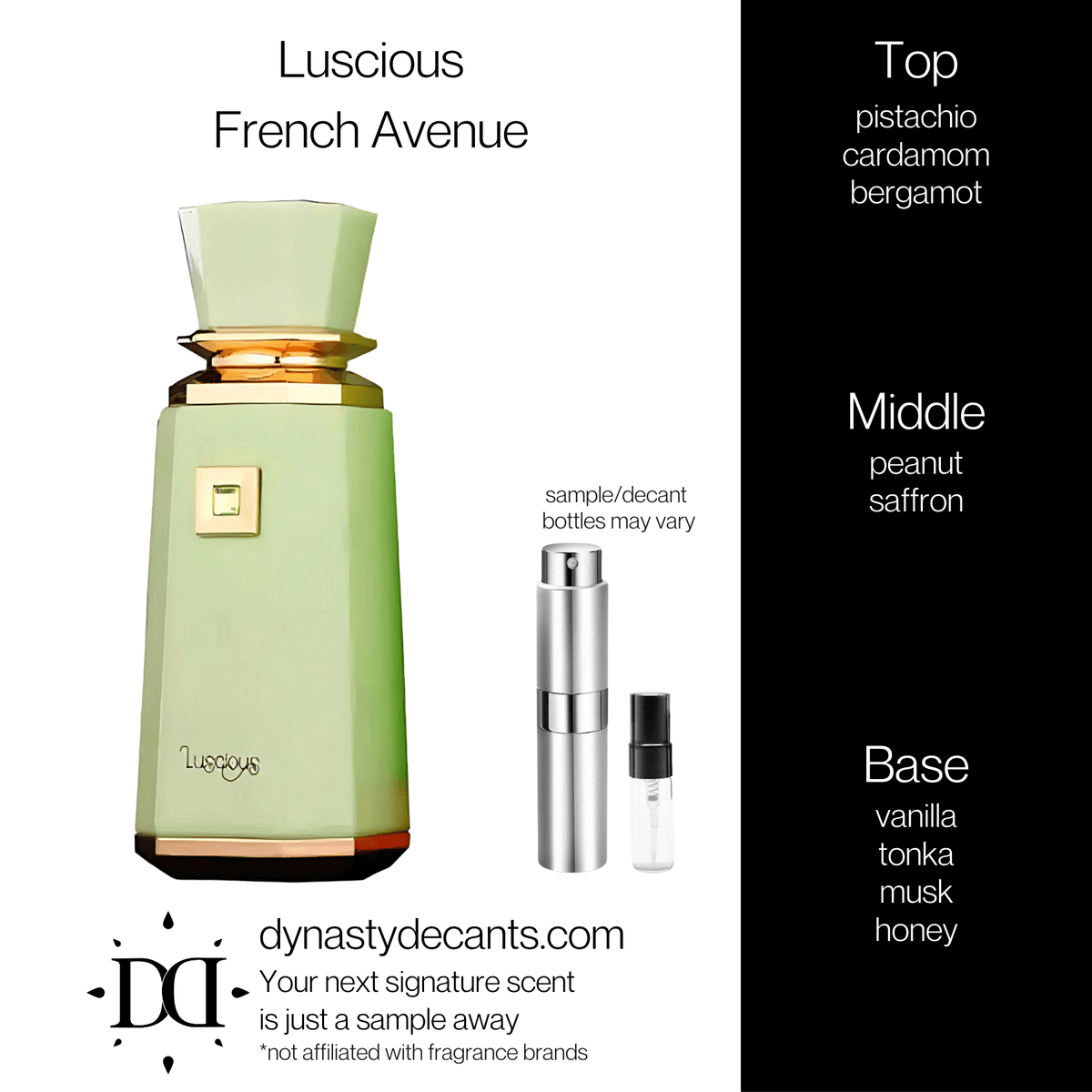 Fragrance sample bottle for Luscious by French Avenue