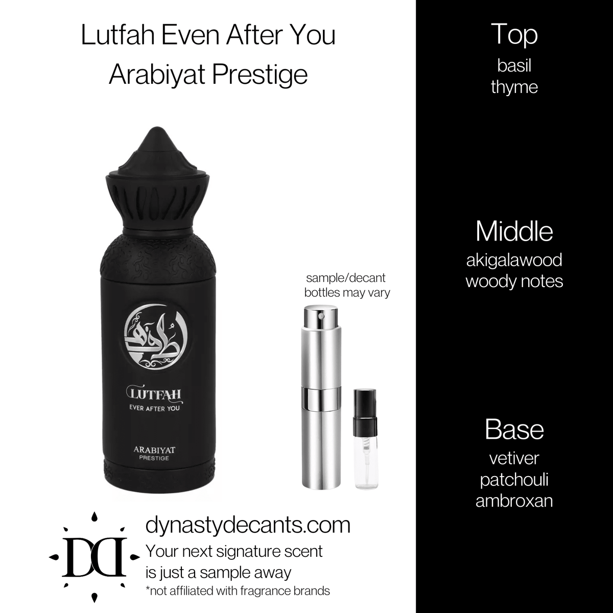 Fragrance sample bottle for Lutfah Even After You by Arabiyat Prestige