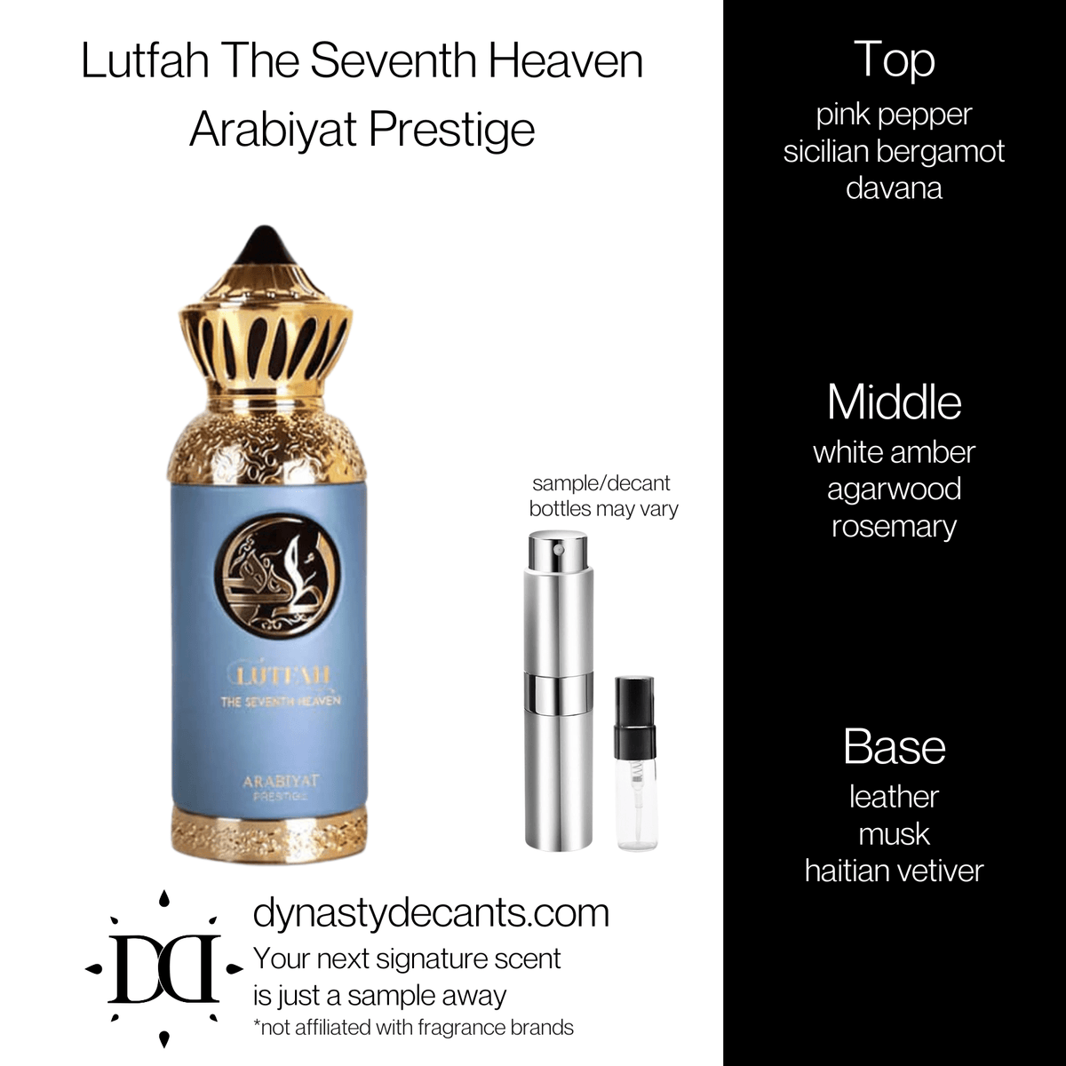Fragrance sample bottle for Lutfah The Seventh Heaven by Arabiyat Prestige