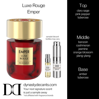 Fragrance sample bottle for Luxe Rouge by Emper