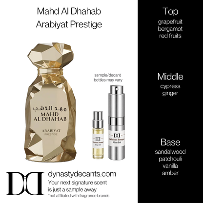 Fragrance sample bottle for Mahd Al Dhahab by Arabiyat Prestige
