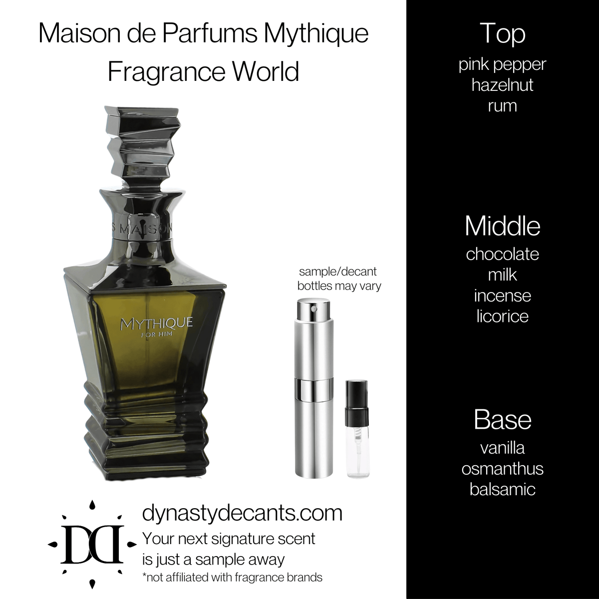 Fragrance sample bottle for Maison de Parfums Mythique by Fragrance World