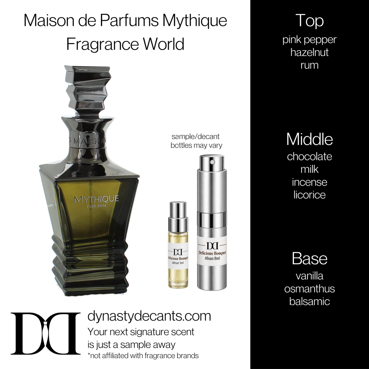 Fragrance sample bottle for Maison de Parfums Mythique by Fragrance World
