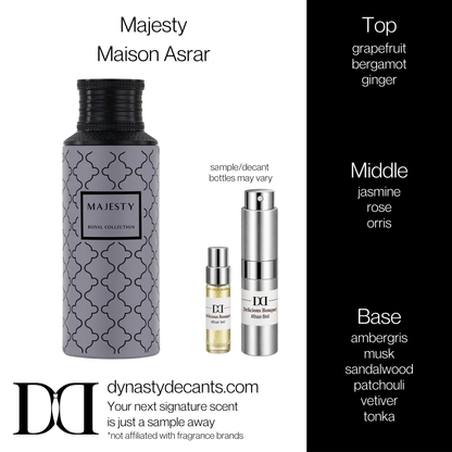 Fragrance sample bottle for Majesty by Maison Asrar