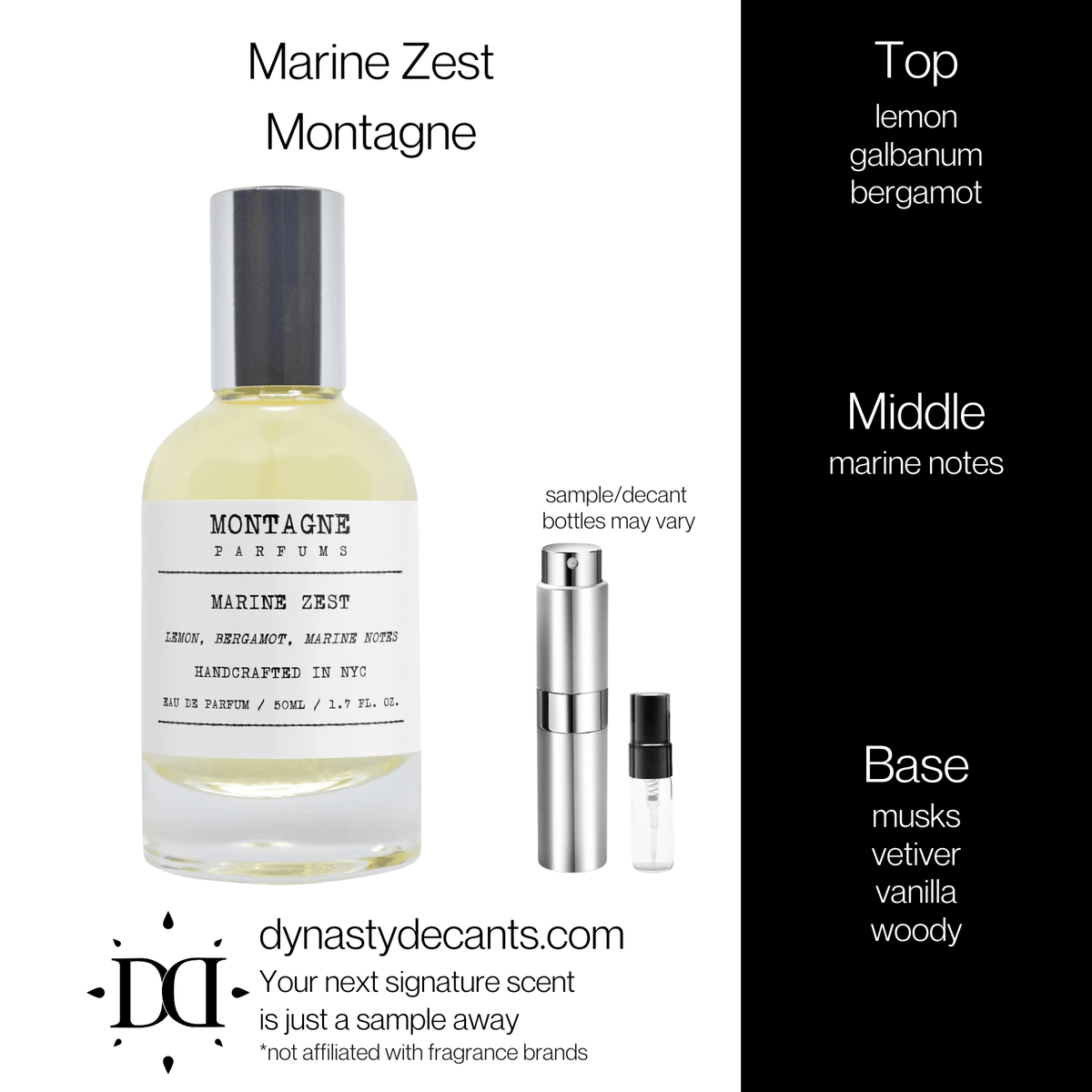 Fragrance sample bottle for Marine Zest by Montagne
