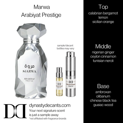 Fragrance sample bottle for Marwa by Arabiyat Prestige