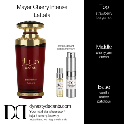 Fragrance sample bottle for Mayar Cherry Intense by Lattafa