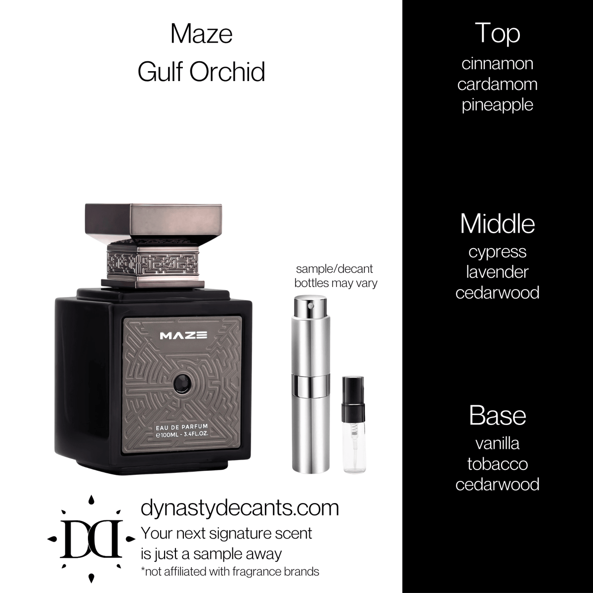 Fragrance sample bottle for Maze by Gulf Orchid