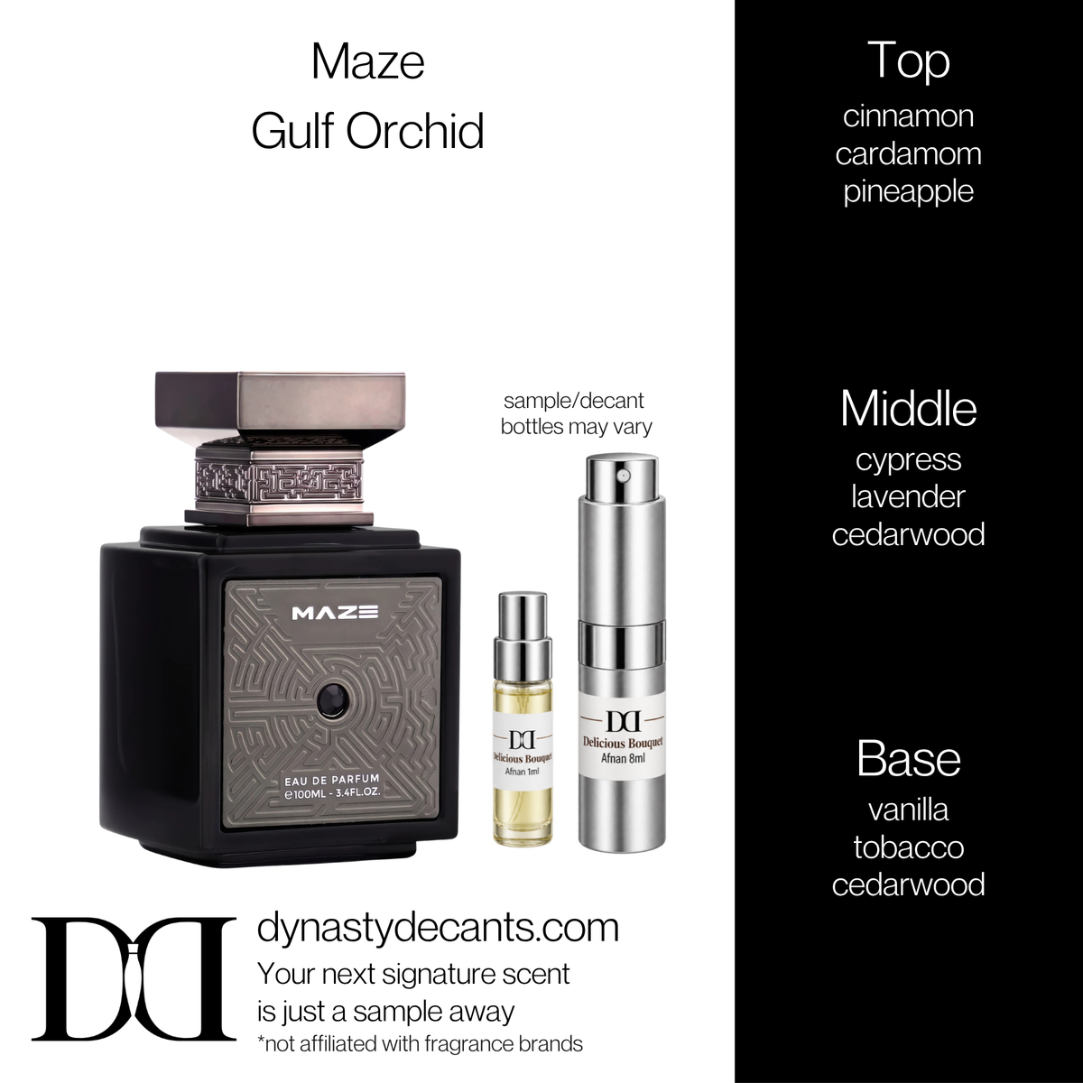 Fragrance sample bottle for Maze by Gulf Orchid