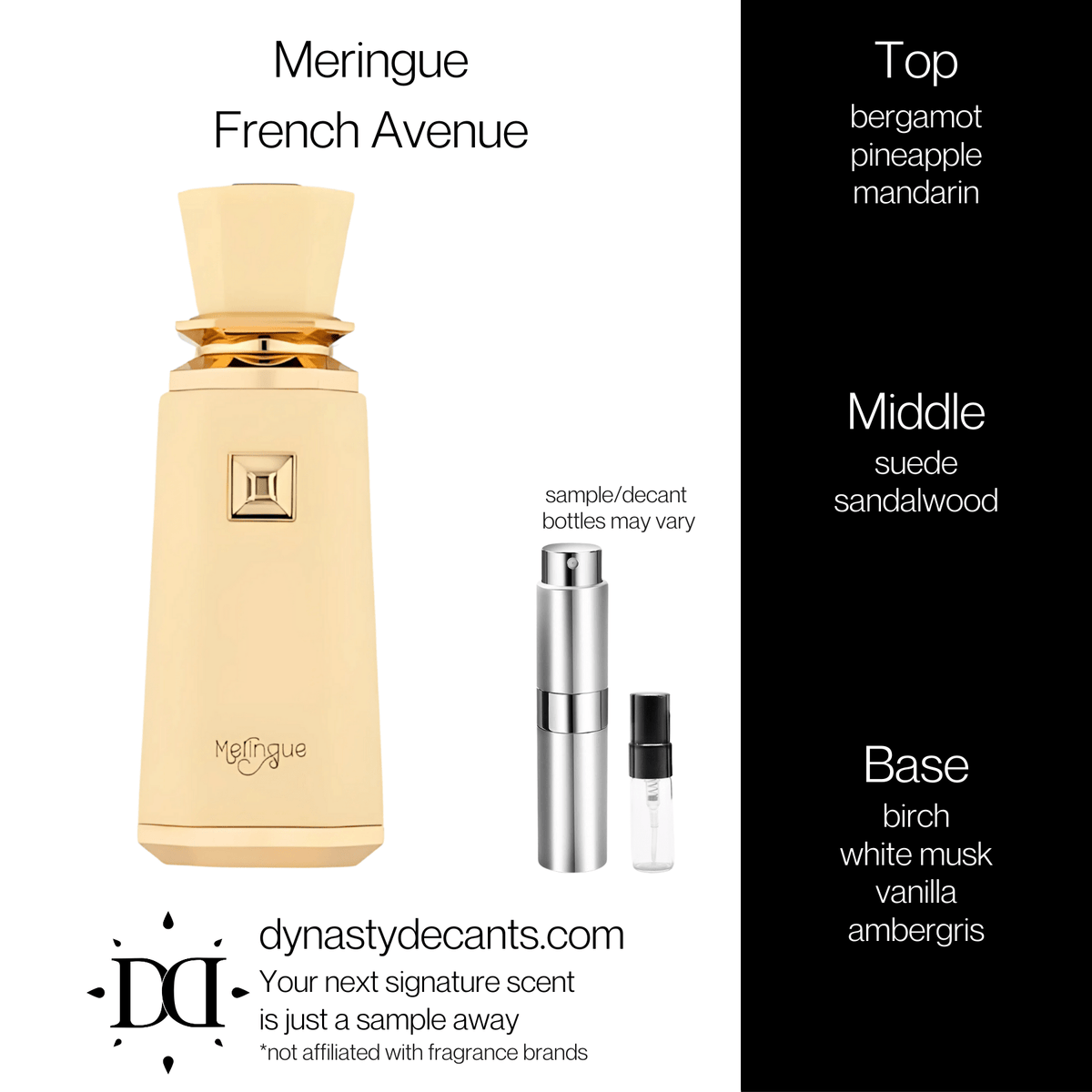 Fragrance sample bottle for Meringue by French Avenue