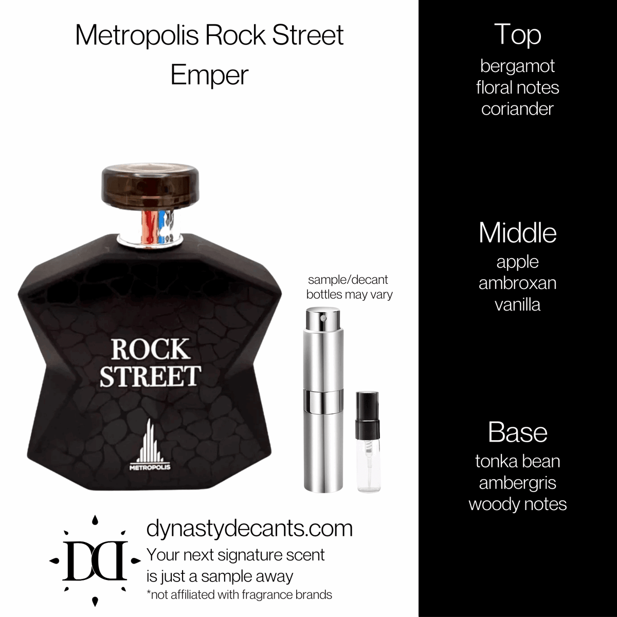 Fragrance sample bottle for Metropolis Rock Street by Emper