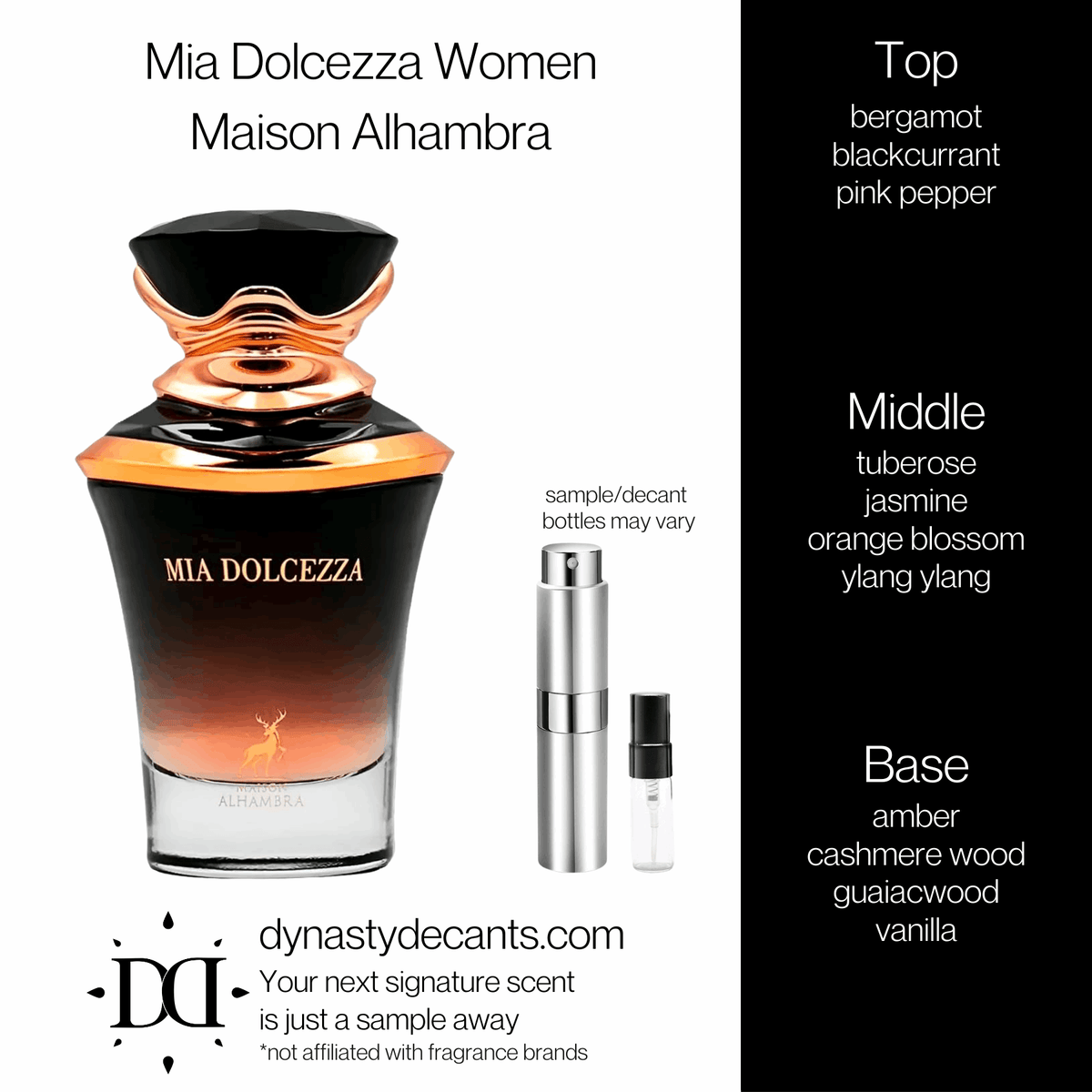 Fragrance sample bottle for Mia Dolcezza by Maison Alhambra