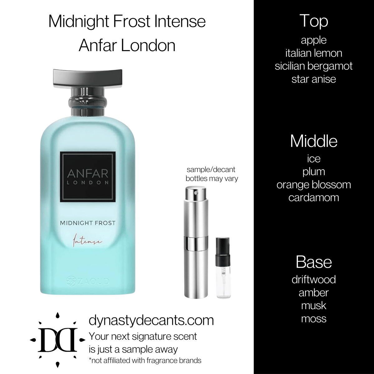 Fragrance sample bottle for Midnight Frost Intense by Anfar London