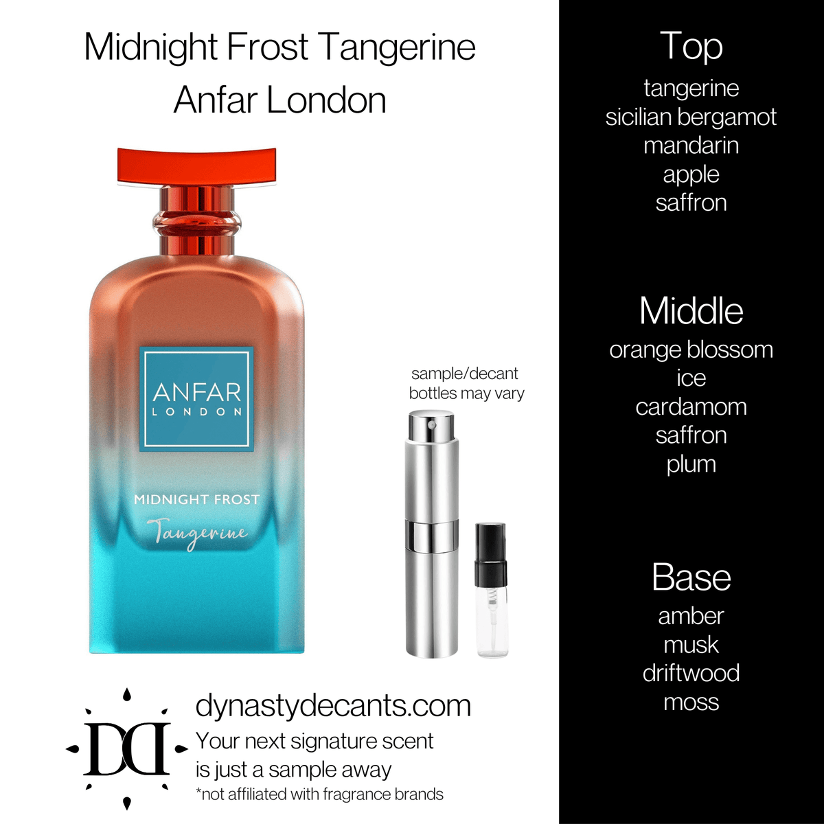 Fragrance sample bottle for Midnight Frost Tangerine by Anfar London
