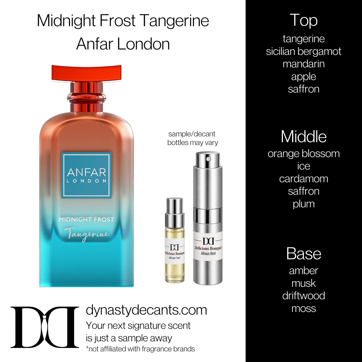 Fragrance sample bottle for Midnight Frost Tangerine by Anfar London