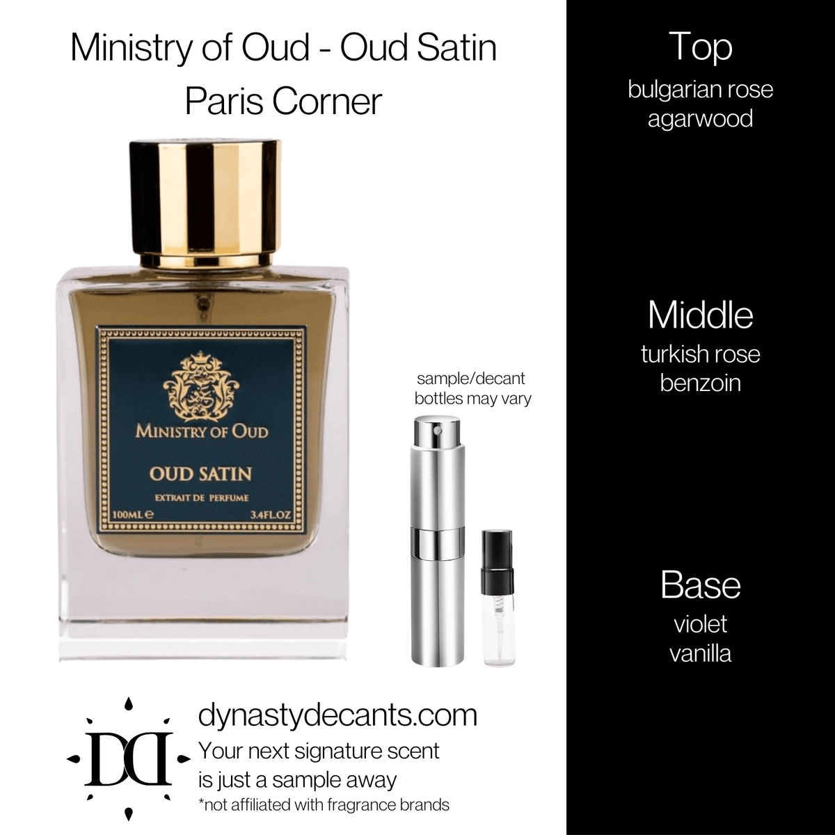 Fragrance sample bottle for Ministry of Oud - Oud Satin by Paris Corner
