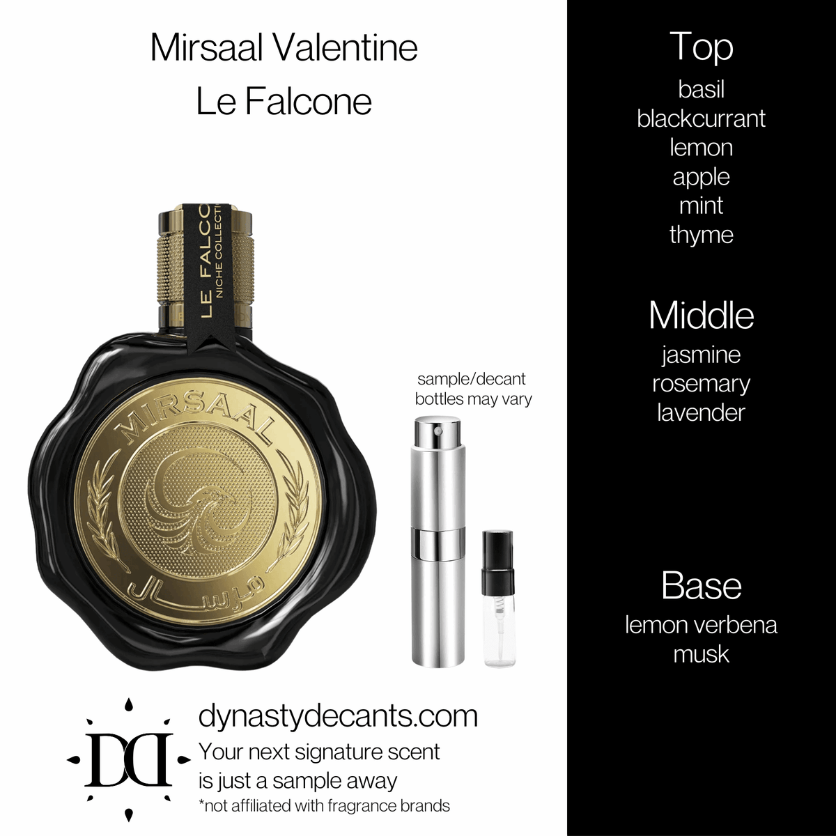 Fragrance sample bottle for Mirsaal Valentine by Le Falcone