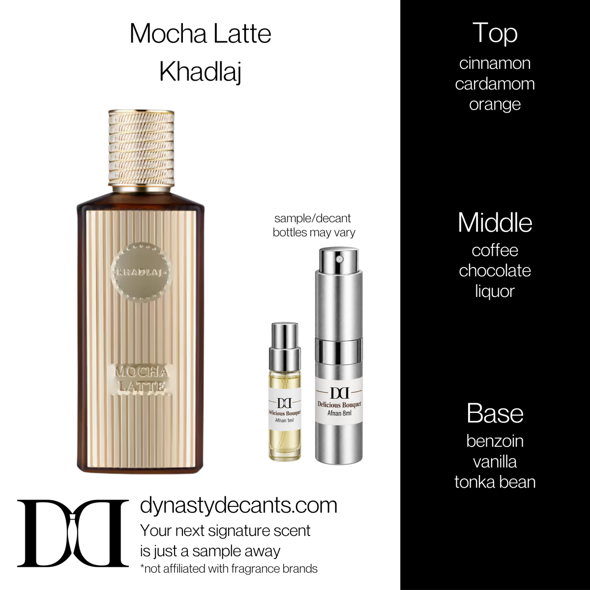 Fragrance sample bottle for Mocha Latte by Khadlaj