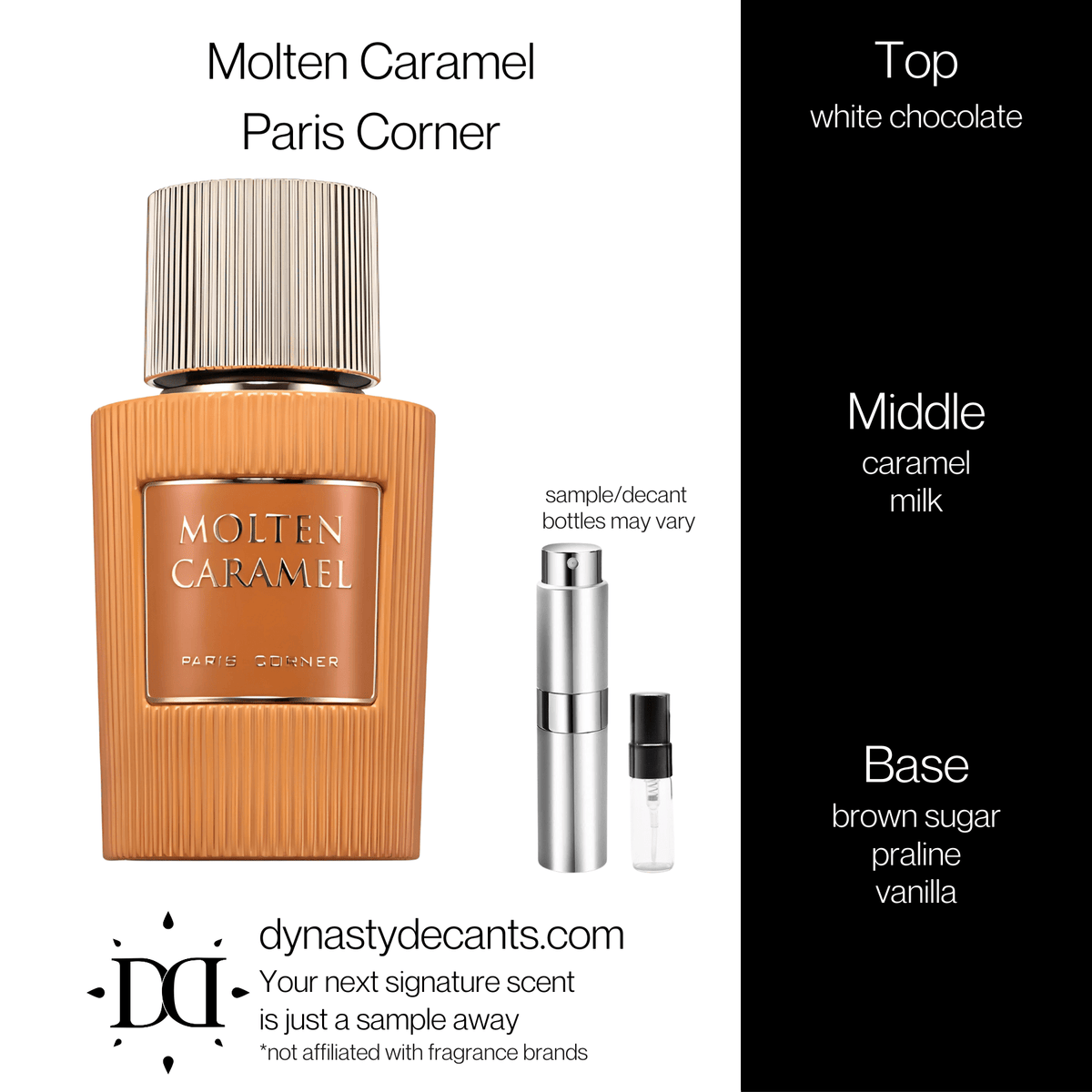 Fragrance sample bottle for Molten Caramel by Paris Corner