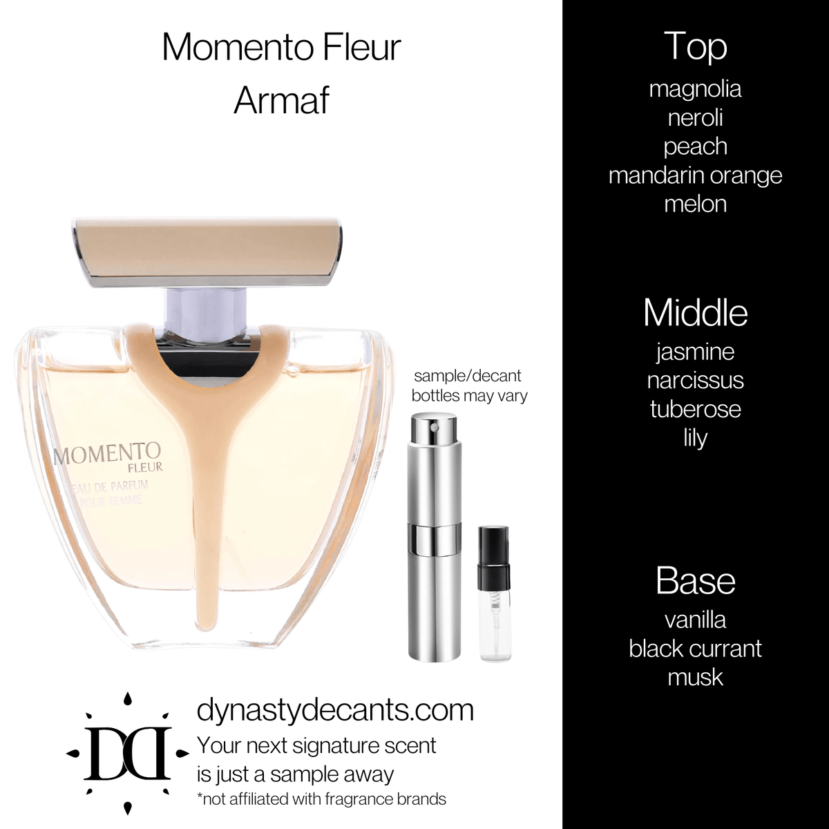 Fragrance sample bottle for Momento Fleur by Armaf