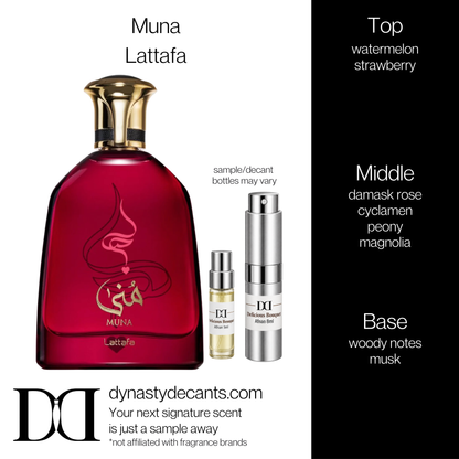 Fragrance sample bottle for Muna by Lattafa