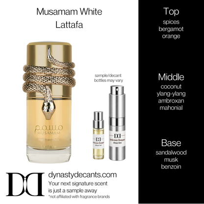 Fragrance sample bottle for Musamam White Intense by Lattafa