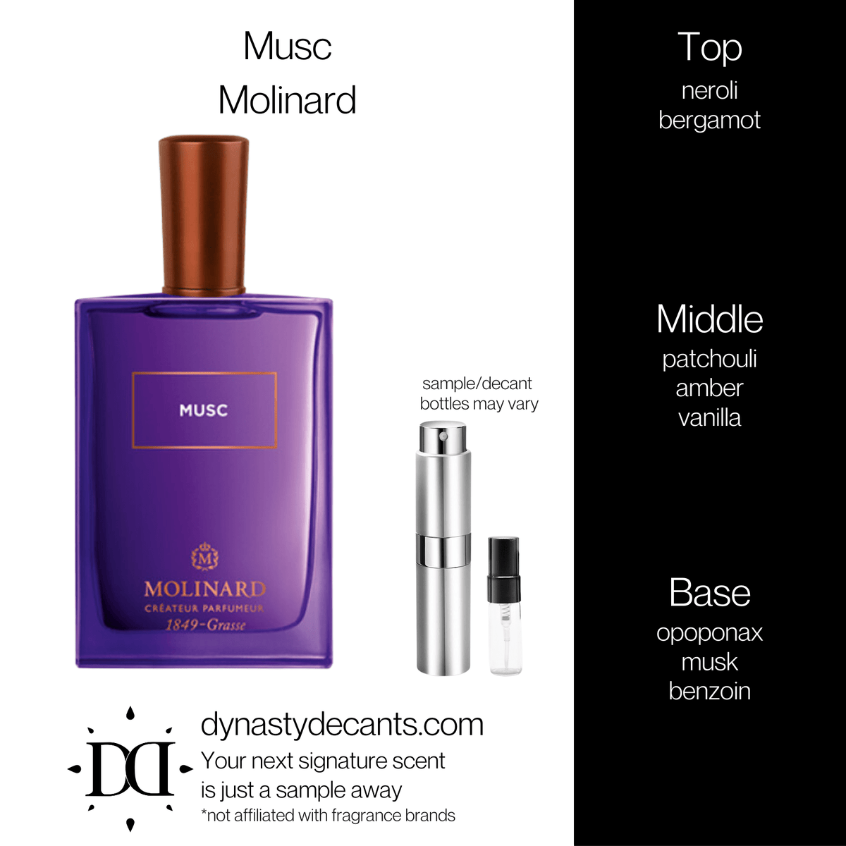 Fragrance sample bottle for Musc by Molinard
