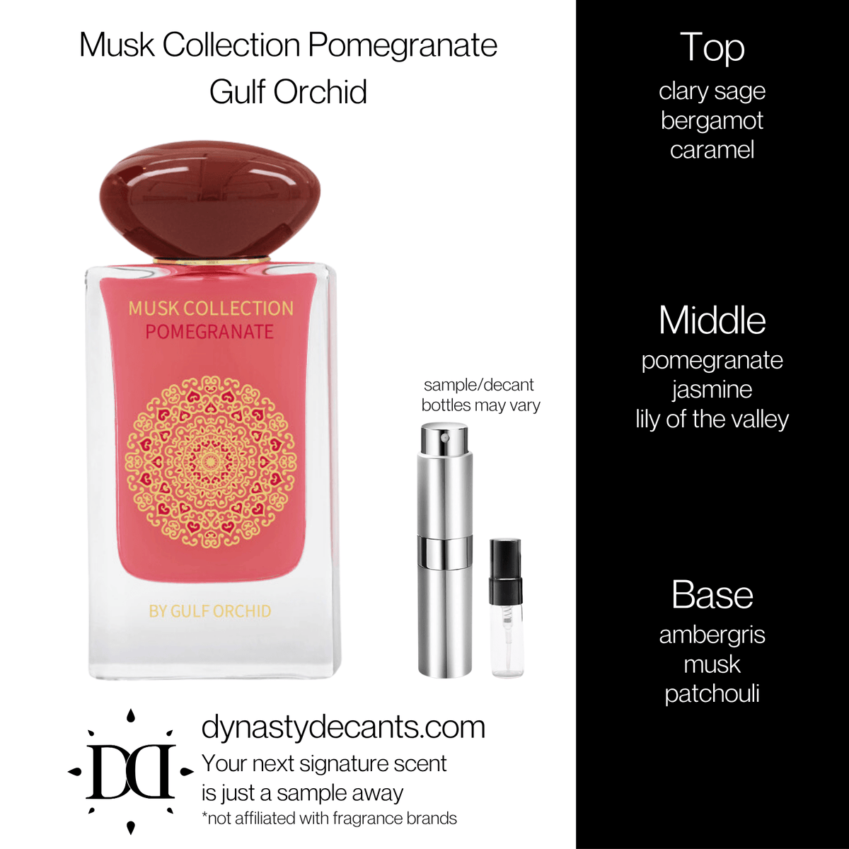 Fragrance sample bottle for Musk Collection Pomegranate by Gulf Orchid