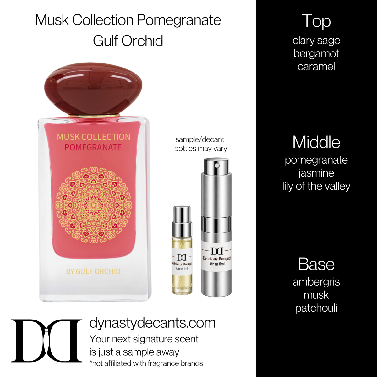 Fragrance sample bottle for Musk Collection Pomegranate by Gulf Orchid