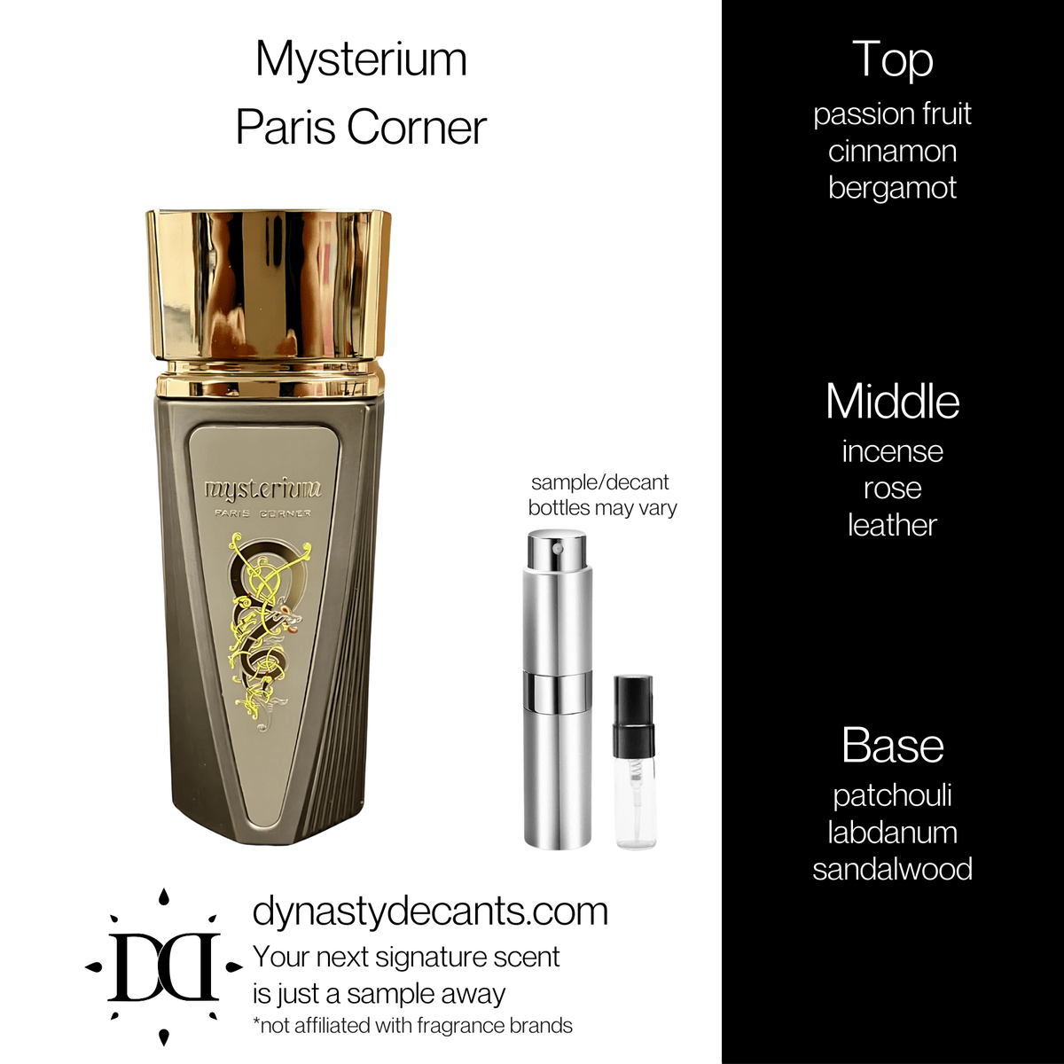 Fragrance sample bottle for Mysterium by Paris Corner