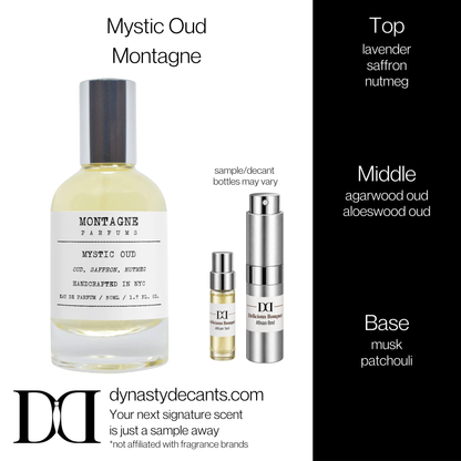 Fragrance sample bottle for Mystic Oud by Montagne