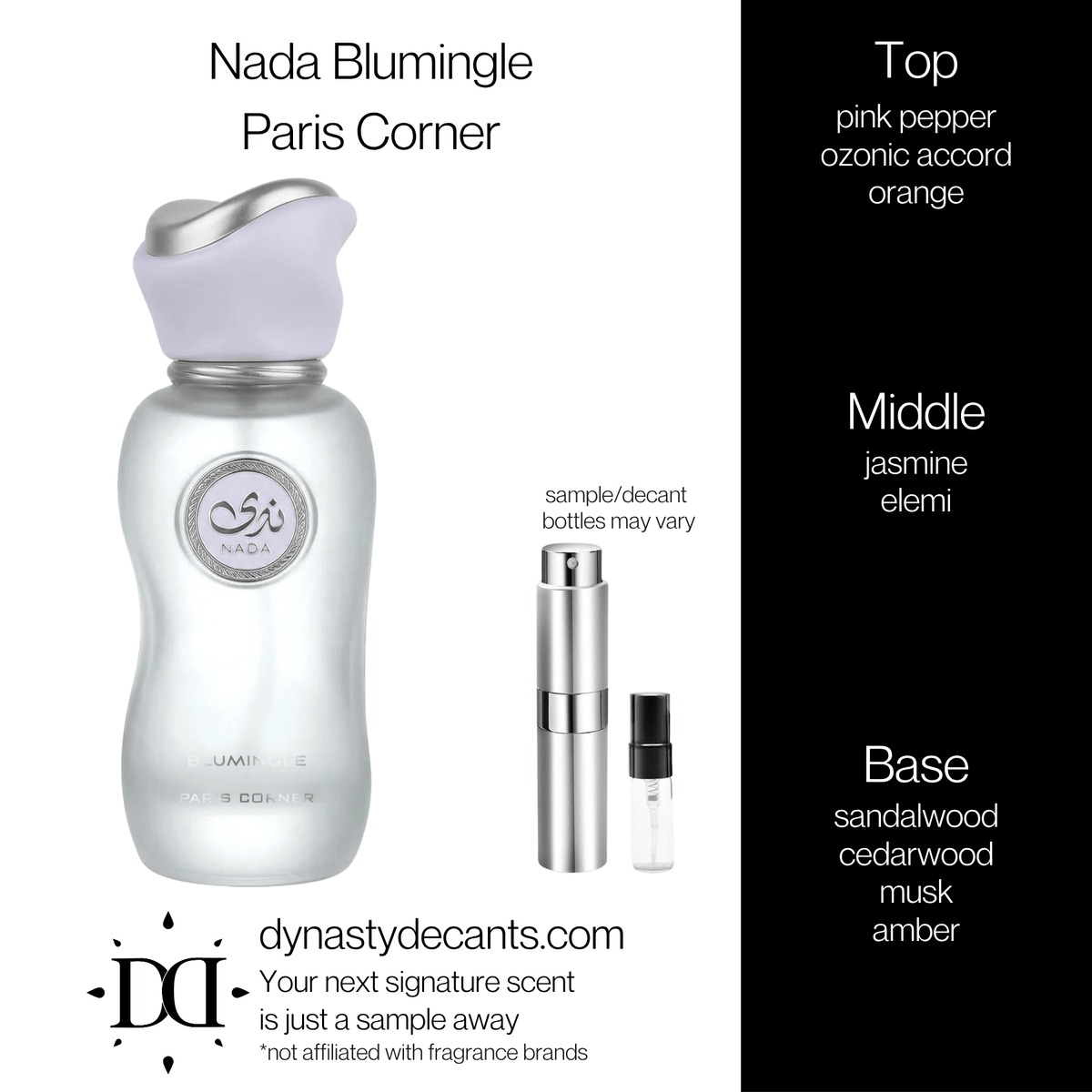Nada Blumingle by Paris Corner | Fragrance Sample | Decant - Dynasty Decants