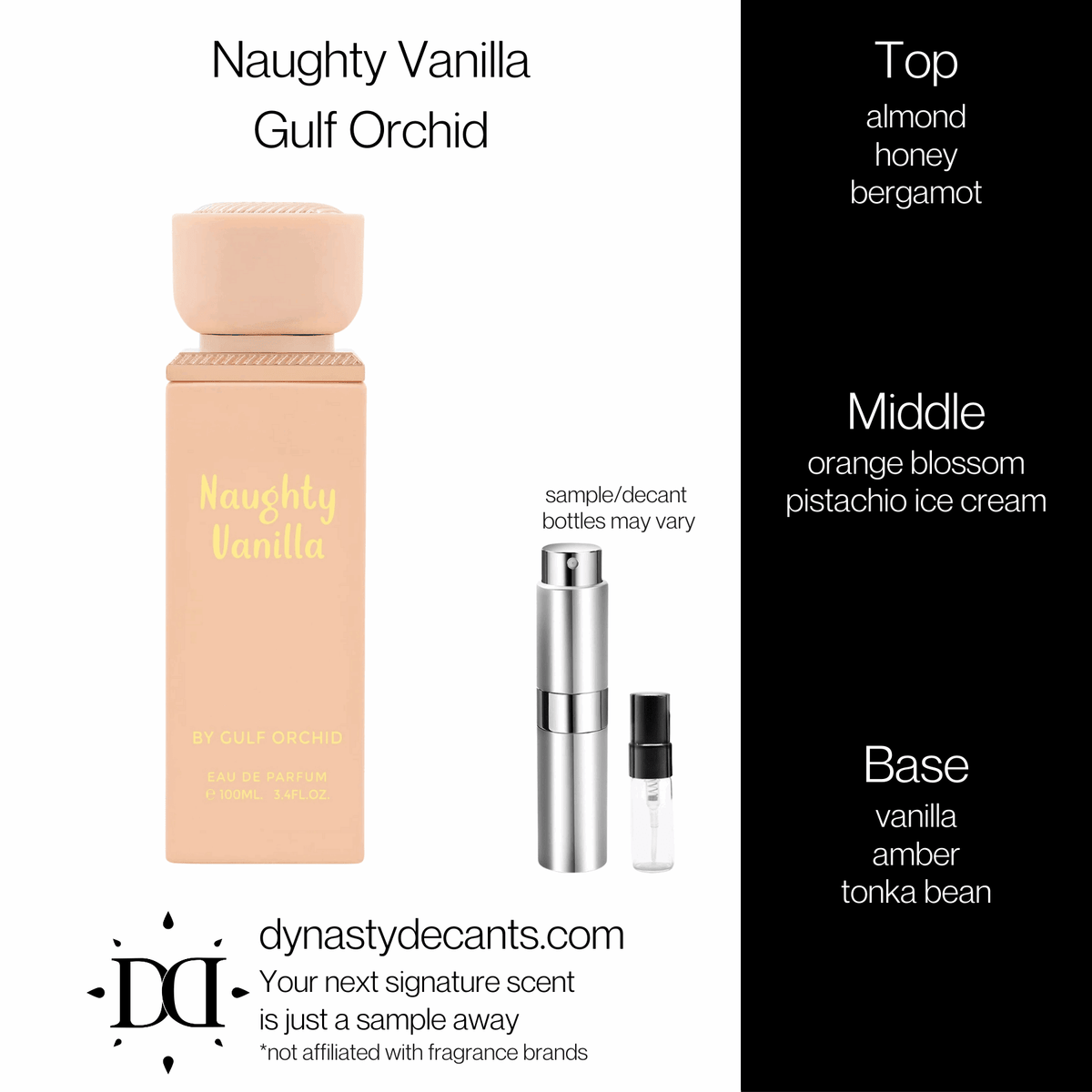 Fragrance sample bottle for Naughty Vanilla by Gulf Orchid