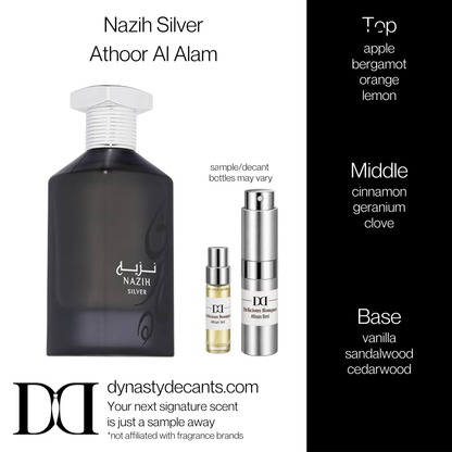 Fragrance sample bottle for Nazih Silver by Athoor Al Alam
