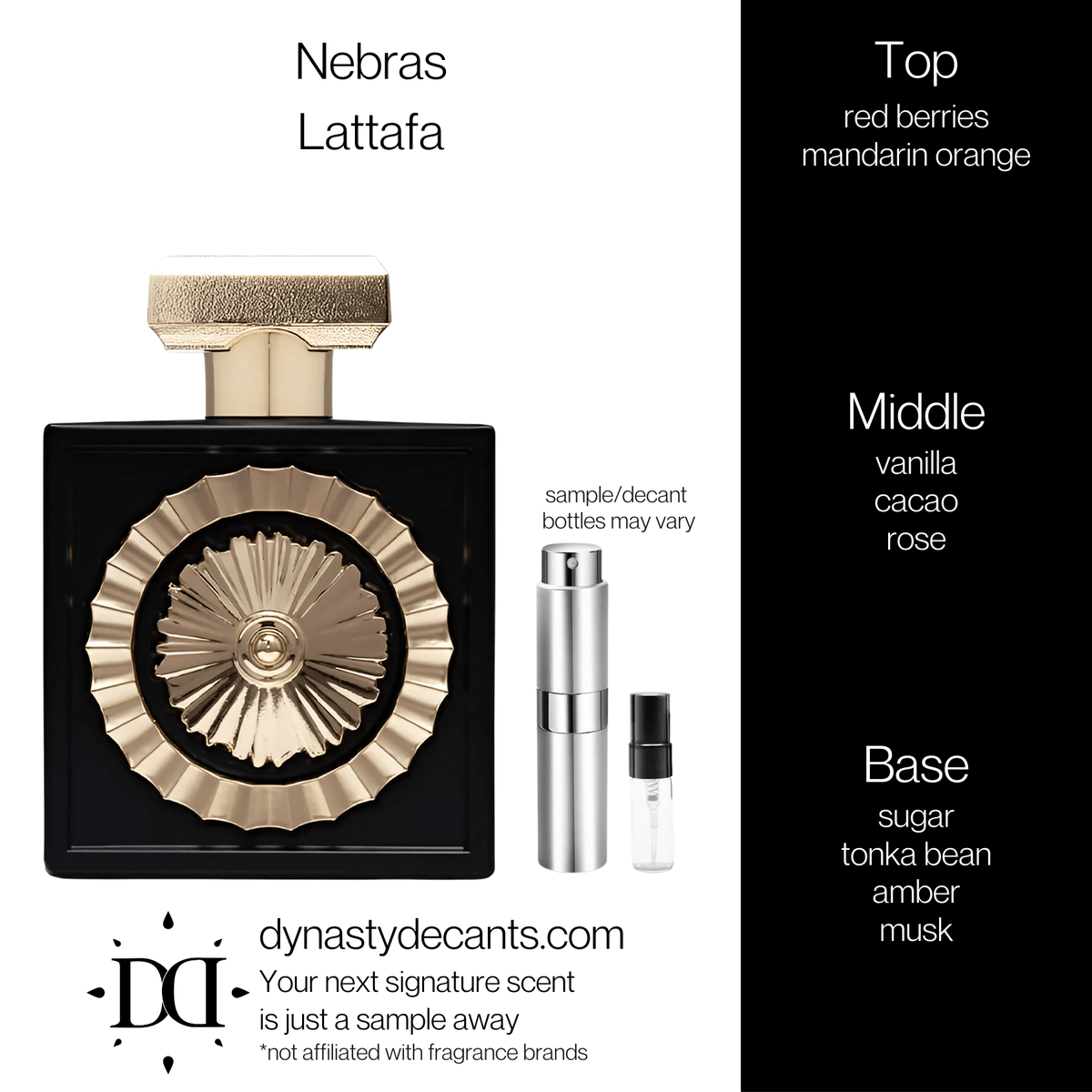 Fragrance sample bottle for Nebras by Lattafa