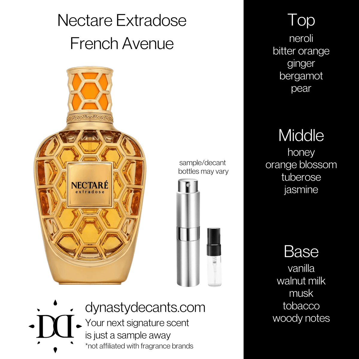 Fragrance sample bottle for Nectare Extradose by French Avenue