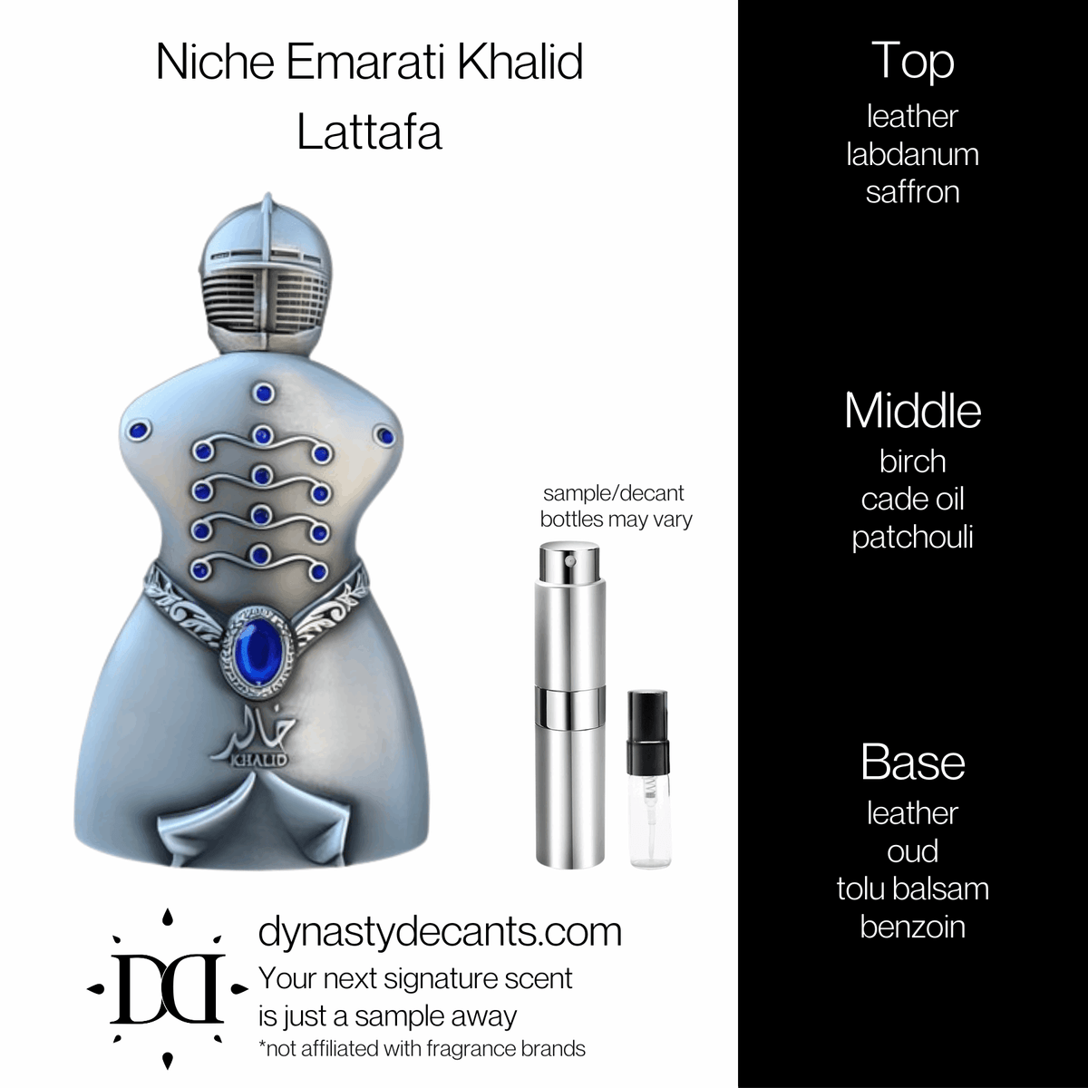 Fragrance sample bottle for Niche Emarati Khalid by Lattafa
