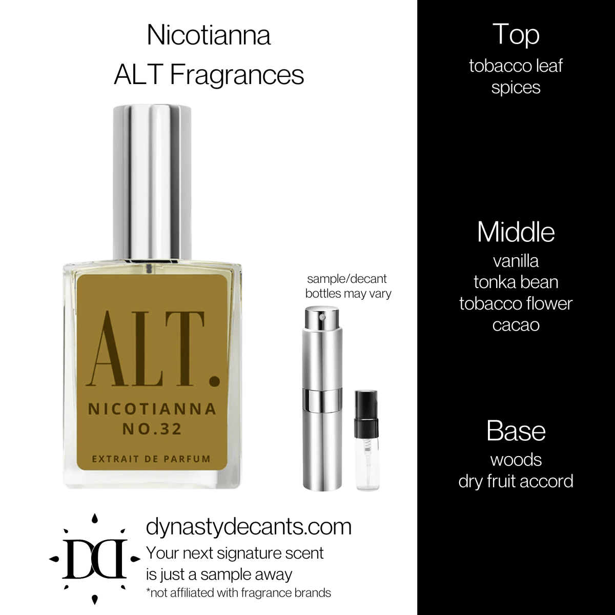 Fragrance sample bottle for Nicotianna by ALT Fragrances