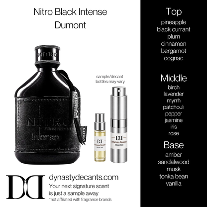 Fragrance sample bottle for Nitro Black Intense by Dumont