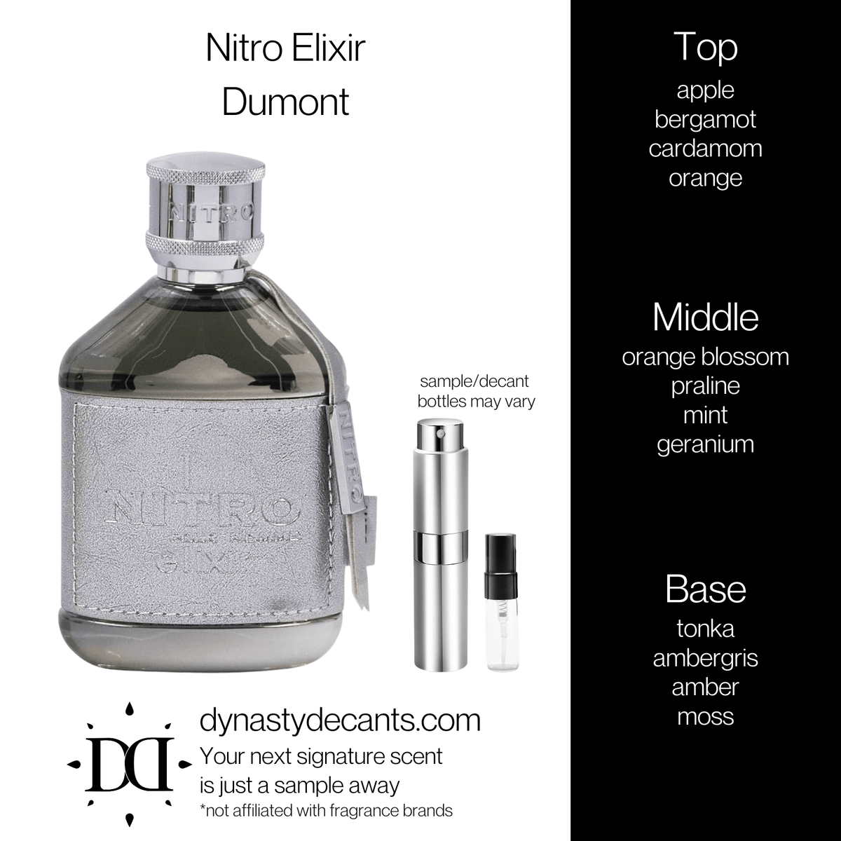 Fragrance sample bottle for Nitro Elixir by Dumont