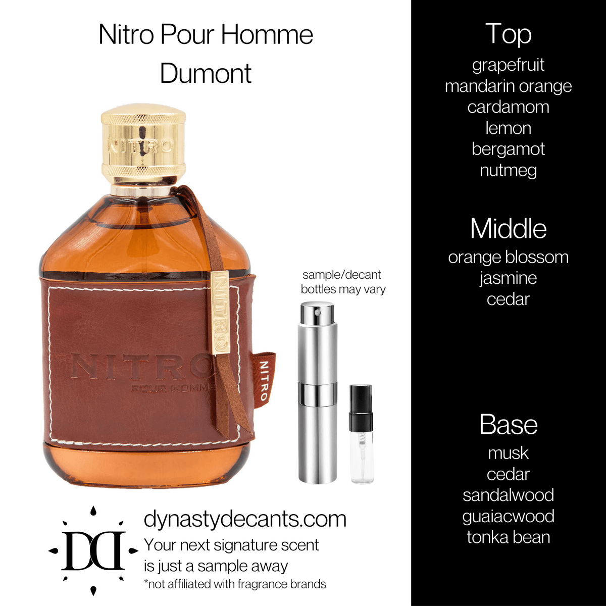 Fragrance sample bottle for Nitro Pour Homme by Dumont
